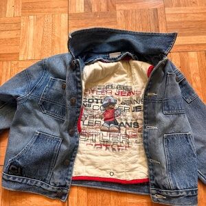 Denim Kids Jacket with Lined Graphic Interior - Blue